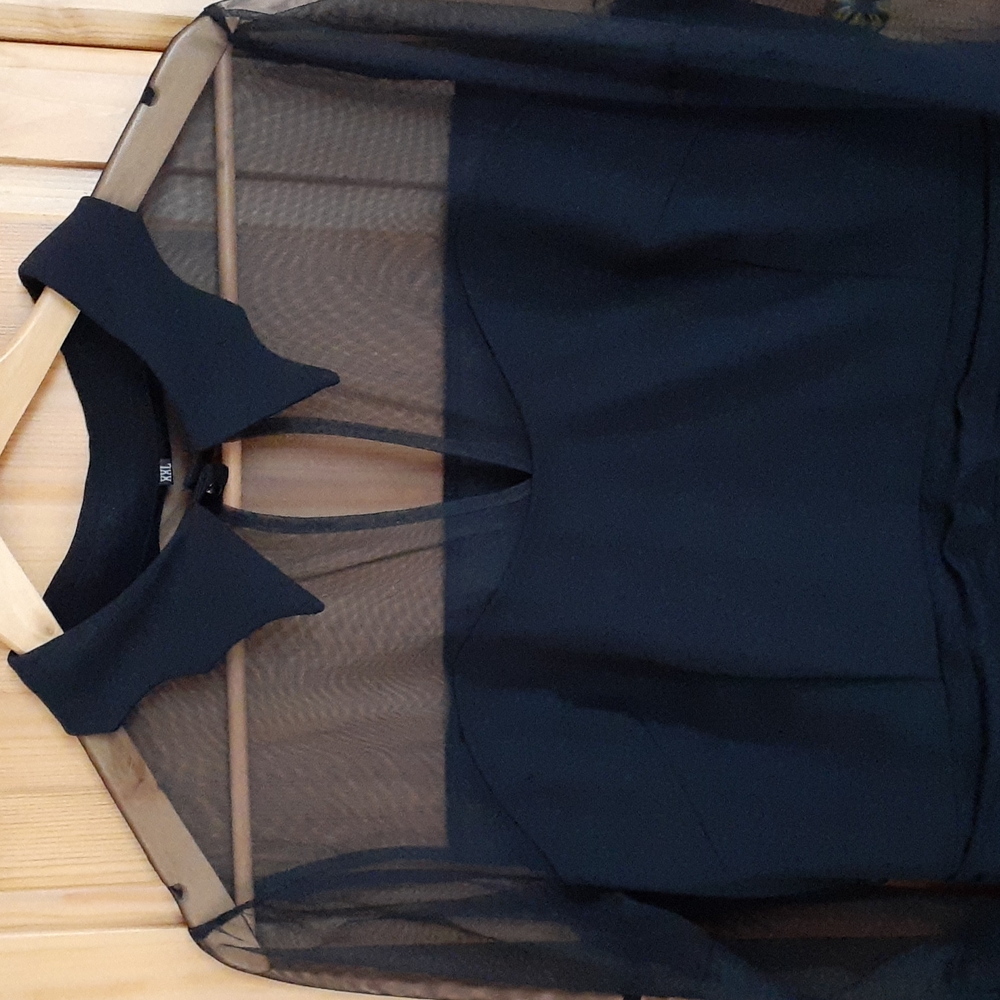 Gothic circle skirt dress, mesh trunpet sleeve, peter pan collar, Size XXL